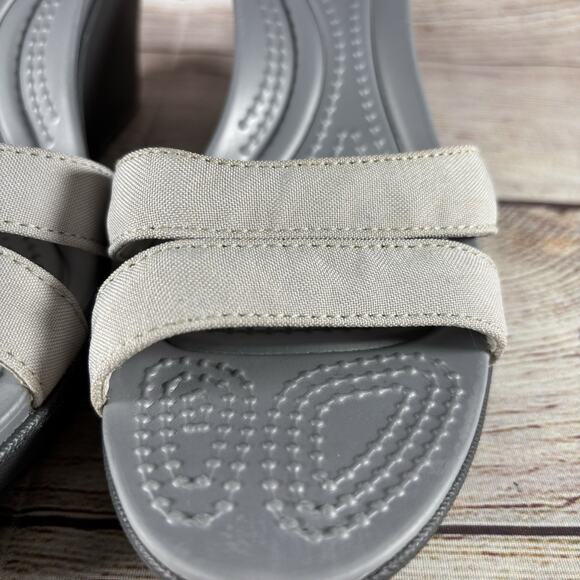 CROCS Sandals Womens Size 6 Leigh II Ankle Strap Platform Wedge Heel Gray - Picture 5 of 11